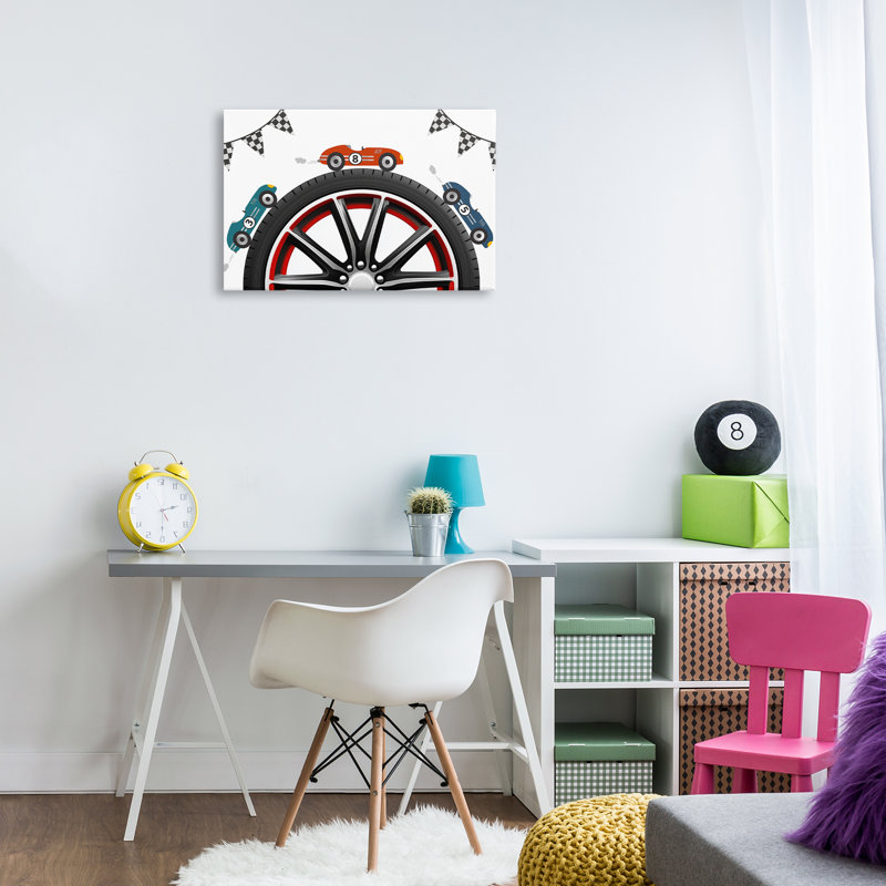 Toile de course autour de la roue, design par Christine Simpson Art, H 16 po x l 24 po