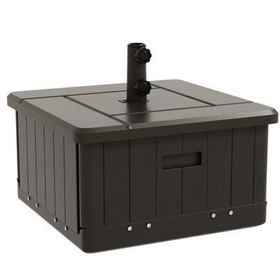31 Umbrella Table Base, End Table, Flower Box Planter, 175 Lbs Capacity, Brown, Wheels For Outdoor Enjoyment Fillable 31, And Handles Easy Portability In Space