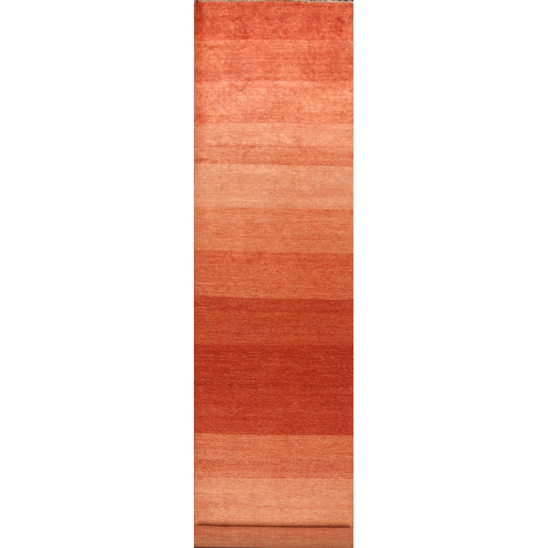 Tapis de couloir unique en laine noué à la main 3 pi 2 po x 15 pi 7 po New Age