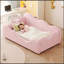 Lit pour tout-petits rembourré en forme de nuage avec garde-corps de sécurité, velours rose, pour 1-6 ans, compatible avec les matelas standard pour tout-petits américains