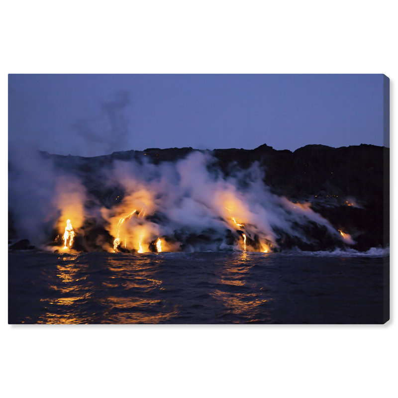 Lava Flowing into Pacific II 36" x 24" Canvas Art Print