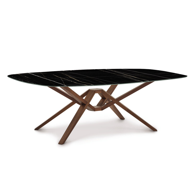 Table de salle à manger Exeter, H 30 po x L 84 po x l 48 po, Noir, noir, noir, noir, Noyer naturel