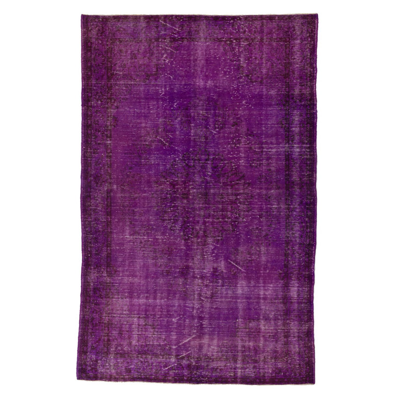 Tapis turc fait à la main 6,5 x 10,2 pi de couleur mauve pour maisons modernes