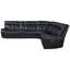 Canapé modulaire en cuir noir à double puissance avec capitonnage à grille moderne et porte-gobelets amovibles pour la console