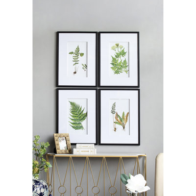 De 4 environnements muraux en fougère en noir et blanc, 20 po x 28 po, pour le salon, l'entrée de la salle à manger, élégant classique, apporte une atmosphère de nature intérieure et des images blanches, des esthétiques naturelles