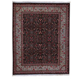 Hand Knotted Wool Area Rug in Black And Ivory
