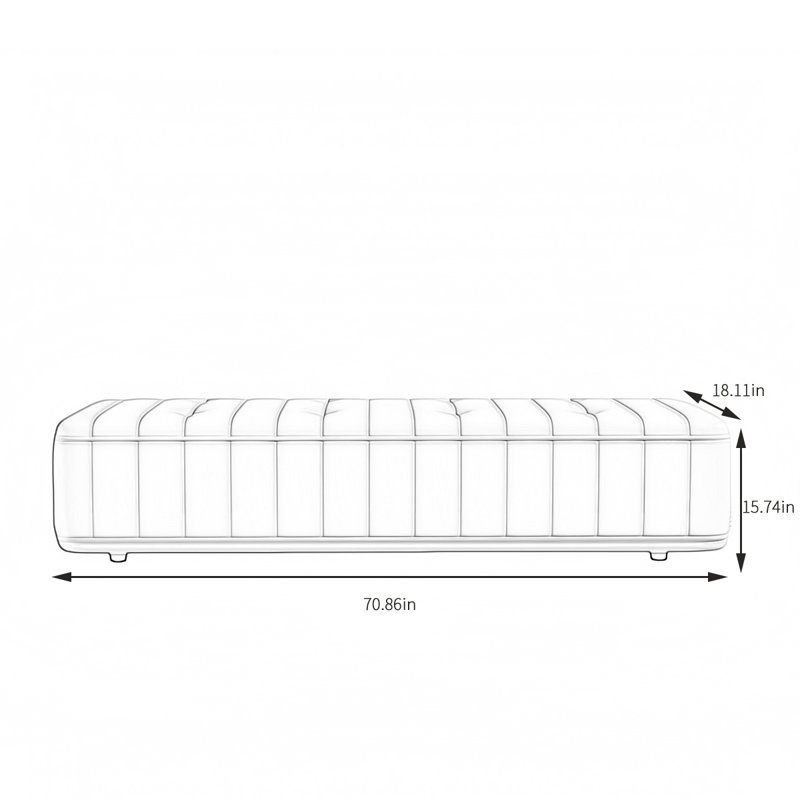 Sipriano Leather Match Upholstered Bench,  15.74" H x 70.86" W x 18.11" D