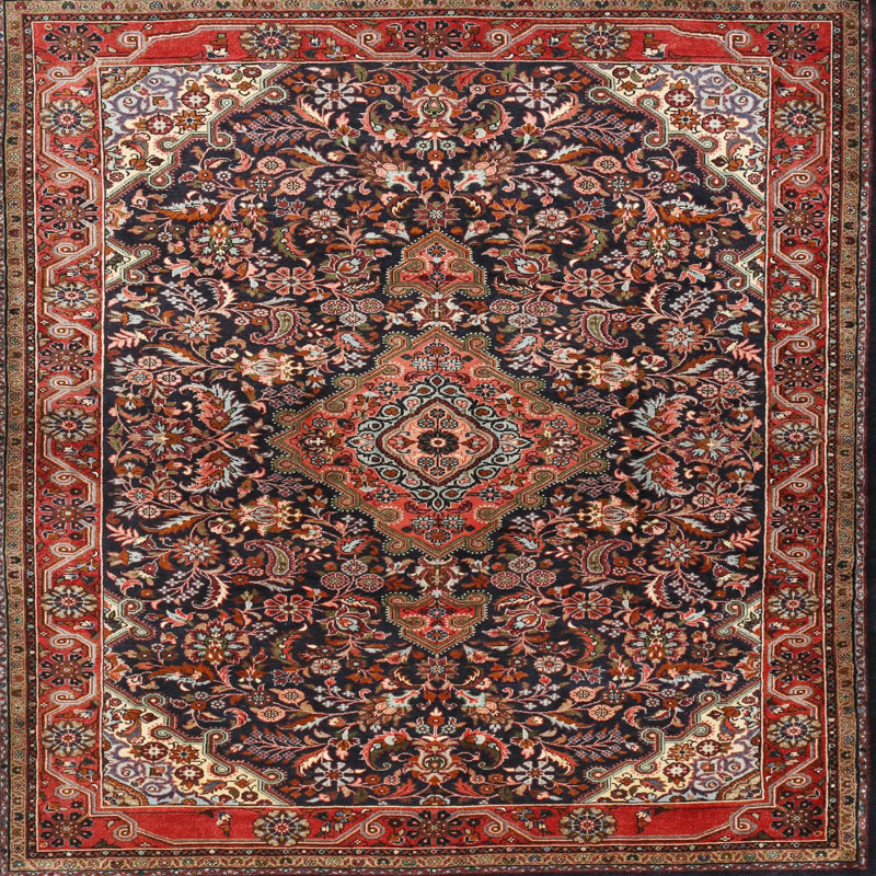 Tapis rouge / brun traditionnel Garg, Rond 8 pi