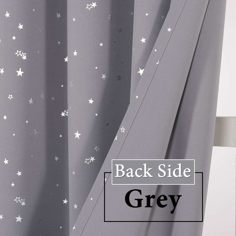 Blackout Star Curtains for Kids Room Boys Girls Twinkle Stars Thermal Insulated Cute Thick Soft Curtain Drapes, Grommet Top, 1 Panel