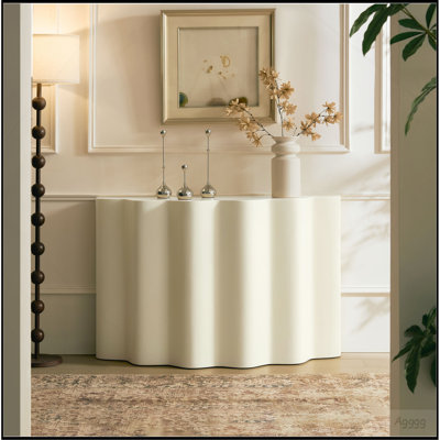 Table d'entrée de 47,24 pouces en fibre de verre pour salon, console étroite, table de canapé à conception ondulée moderne pour entrée, entrée, pas besoin d'assemblage.
