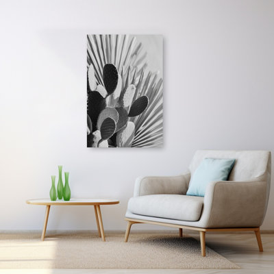 Cactus Poem No 01 Elegant Modern Organic Cactus Plant Palm Landscape Nature Wall Art Print 1 Piece Wrapped Canvas Wall Art