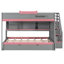Lit superposé double au-dessus de double avec lit gigogne simple et escalier, tablettes, DEL-743267739