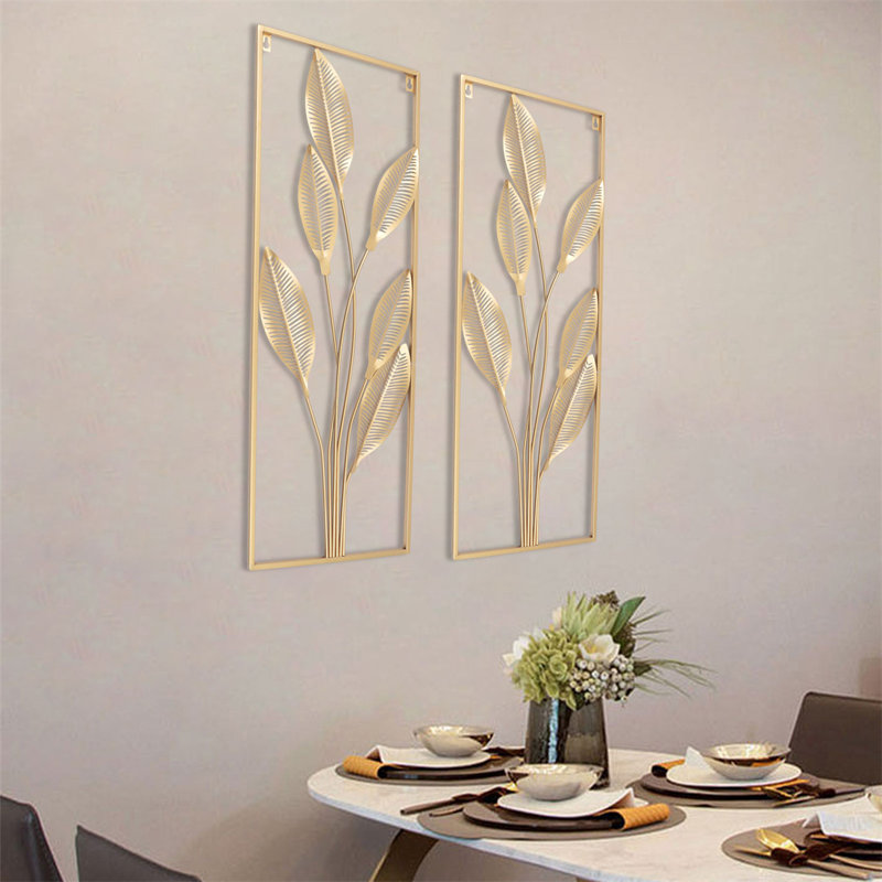 Golden Leaf Wall Décor Set, Metal Wall Art Decor