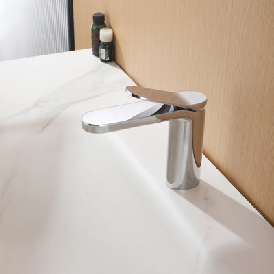 5.7" Solid Brass Single Handle Single Hole Bathroom Sink Faucet With Drain Assembly