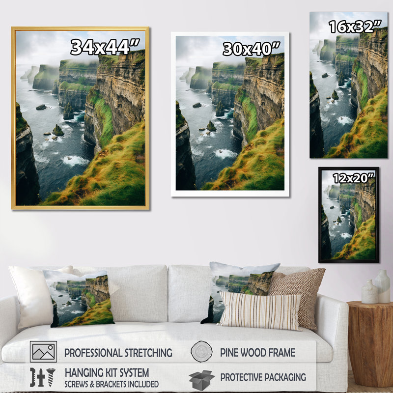 Impression sur toile paysage irlandais, Falaises de Moher, reproduction côtière - Falaises de Moher I, Toile tendue