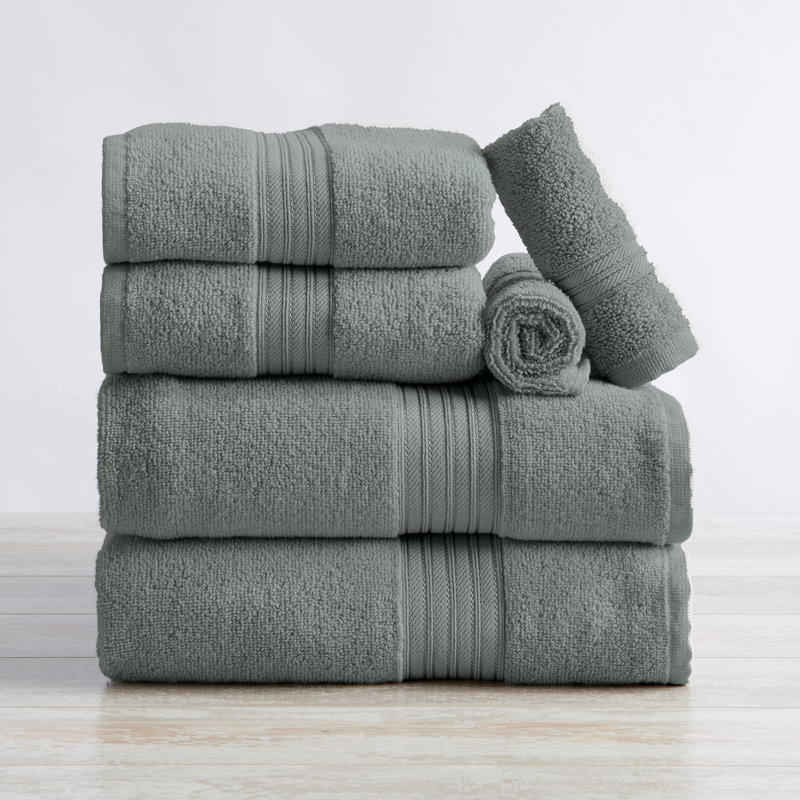 Super Soft 100% Ringspun Cotton Quick-Dry 6-Piece Towel Set, Steel Blue