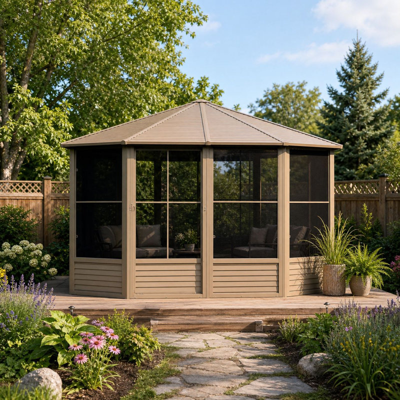 Florence Solarium with Metal Roof, Sand, Sand, 12 Ft. W x 12 Ft. D