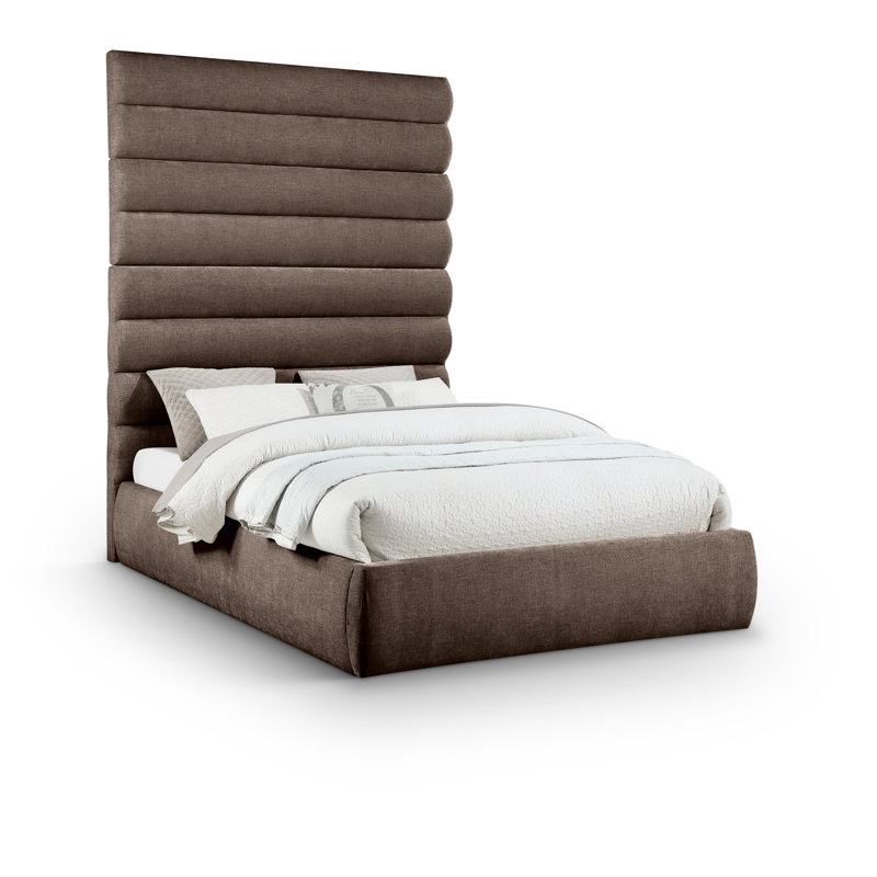 Lit en tissu Adam, Brun, Grand lit, Chenille Fabric