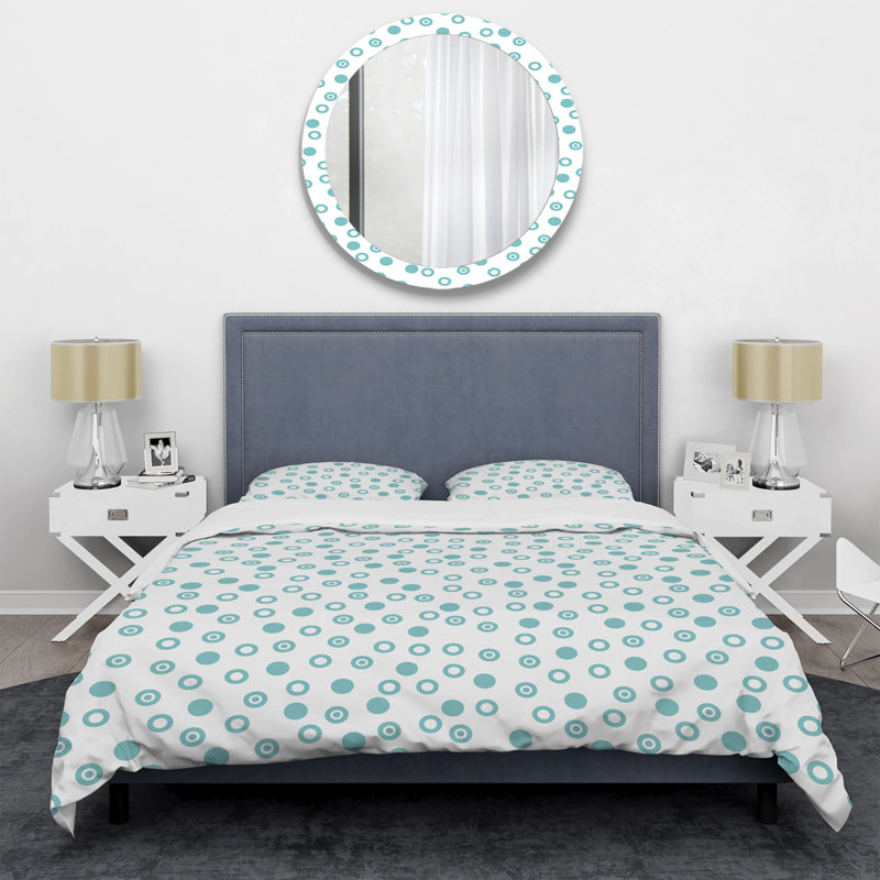 Ensemble de housse de couette en microfibre vert / blanc 3 pièces, Housse de couette double / grand + 2 taies décora
