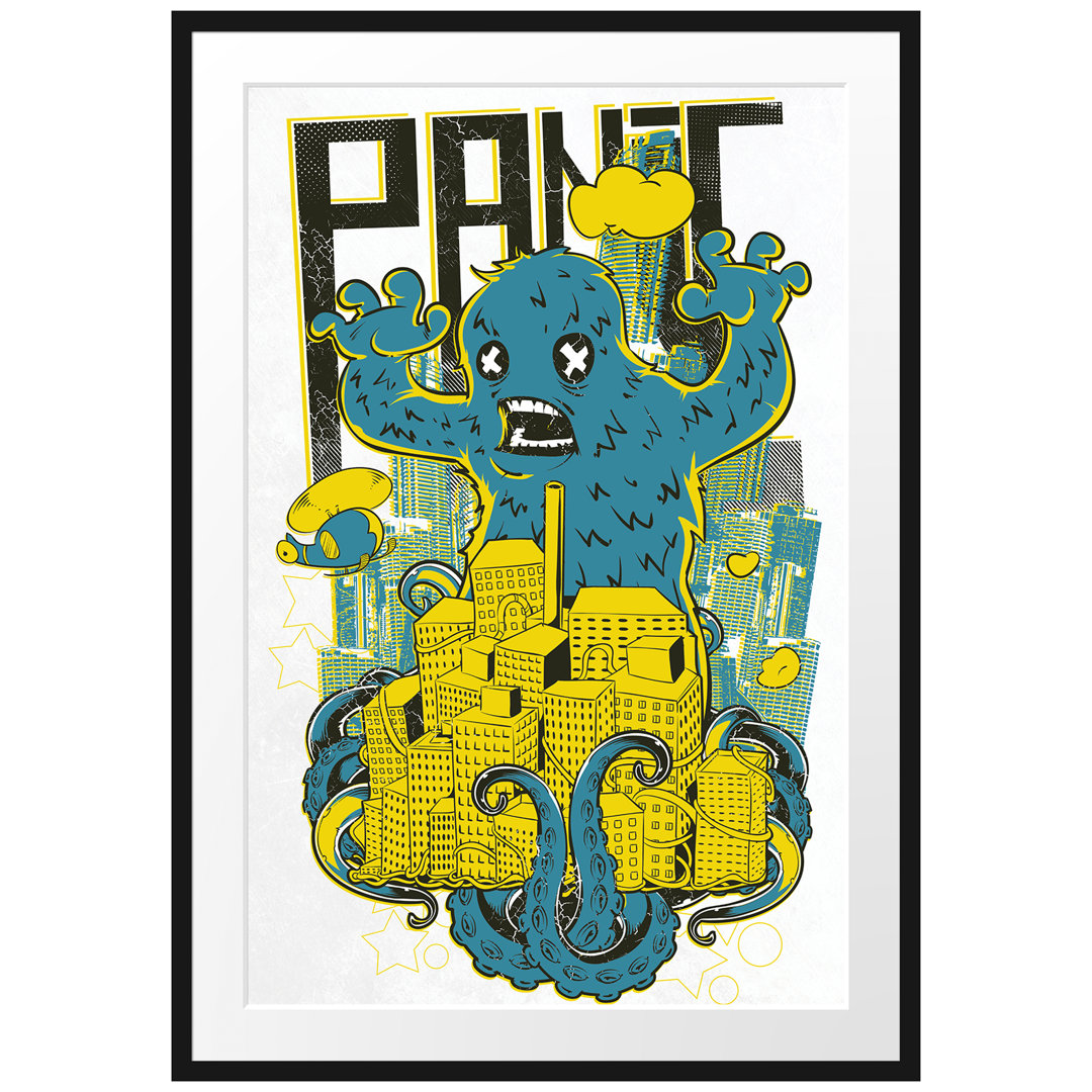 Gerahmtes Poster Panic Monster White