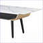47” Landon Coffee Table with White Marble Glass Top, Bent Wood Details – Easy Assembly &amp; Stable