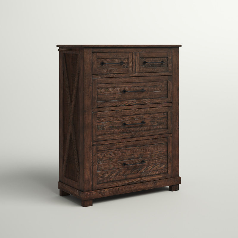 Carney 5-drawer 40-inch Solid Wood Chest, Rustic Timber