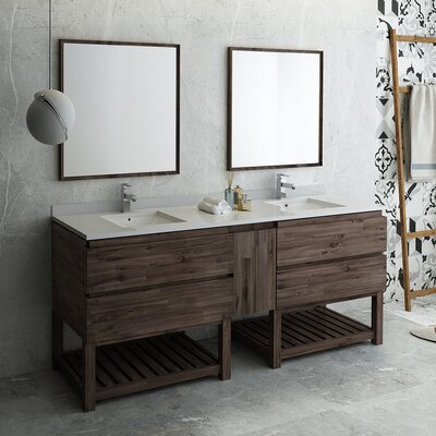 Fresca Formosa 84"" Free-Standing Open Bottom Double Sink Bathroom Vanity Set with Mirror -  FVN31-361236ACA-FS