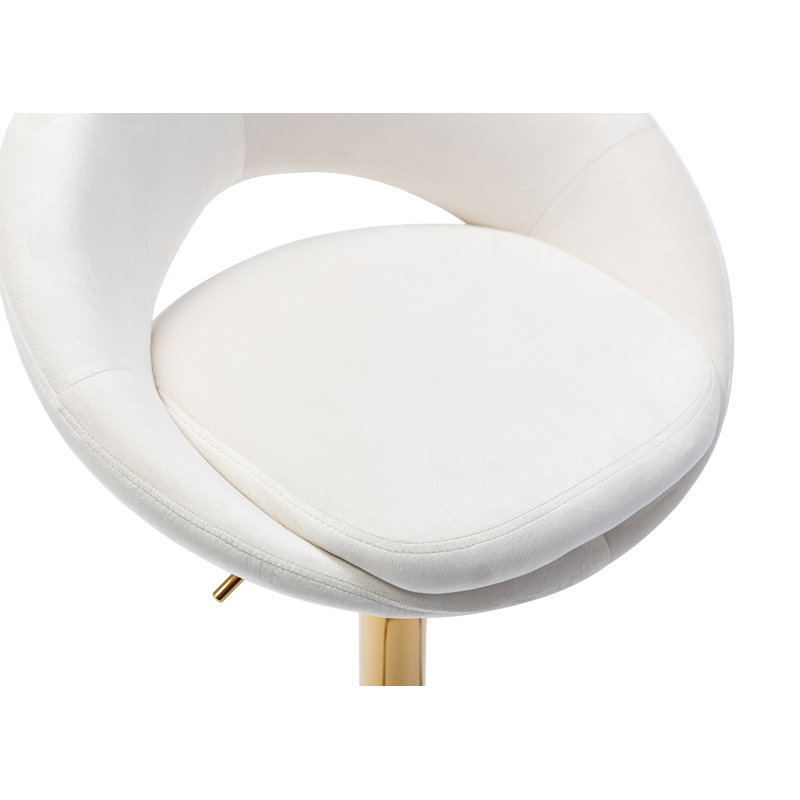 Kshaun Swivel Upholstered Adjustable Height Counter Stool with Metal Frame, Beige