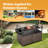 49" Portable PE Wicker Bar Cart with Tempered Glass Table Top and Durable Steel Frame-966369245