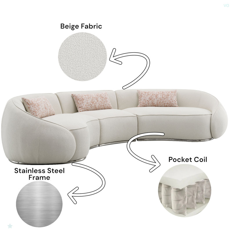Canapé modulaire Boucle avec 3 coussins
