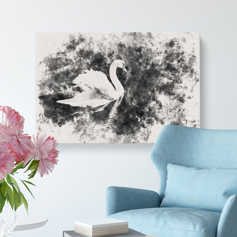 Swan Watercolour - Wrapped Canvas, 40cm H x 60cm W x 3cm D