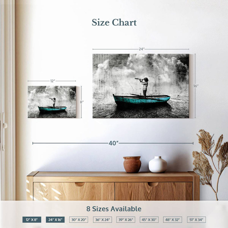 Mehar Man On Boat, 16" H x 24" W