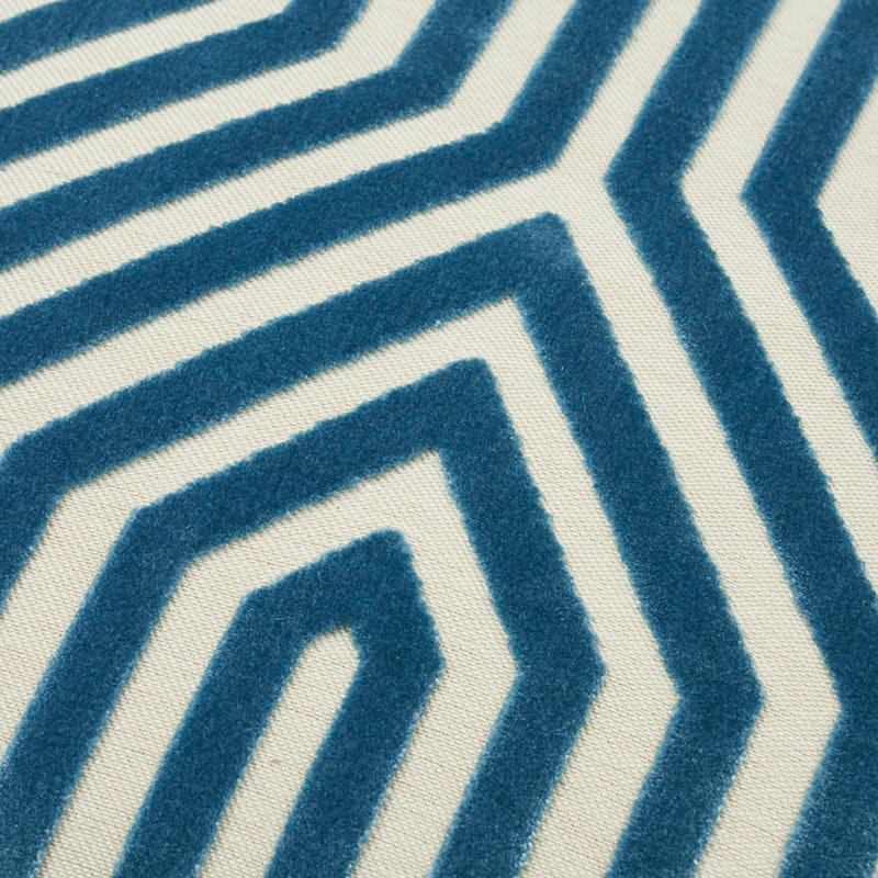 Schumacher x Mary Mcdonald Vanderbilt Velvet Pillow, 18" x 18", Blue Geometric