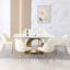 Table de salle à manger en pierre de 71 pouces de couleur blanche Carrara avec base à piédestal rayé-855972253