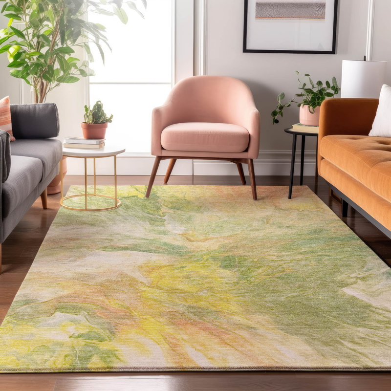 Tapis vert Cerrito lavable à la machine de qualité supérieure, Rectangle 9 pi x 12 pi