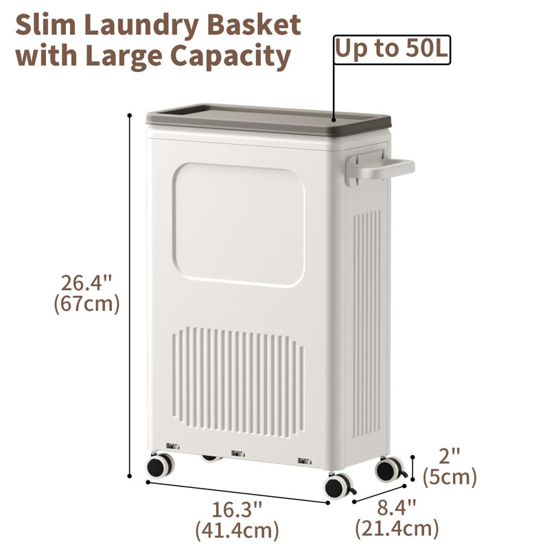 Plastic Rolling Laundry Hamper with Handles