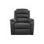 Fauteuil inclinable manuel en jute gris foncé, style moderne, avec fonction de relaxation des mouvements, assise et accoudoirs rembourrés, avec coussin.