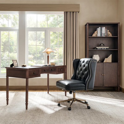 Hoai Transitional 3-Piece Home Office Set with Desk, Bookcase and Office Chair