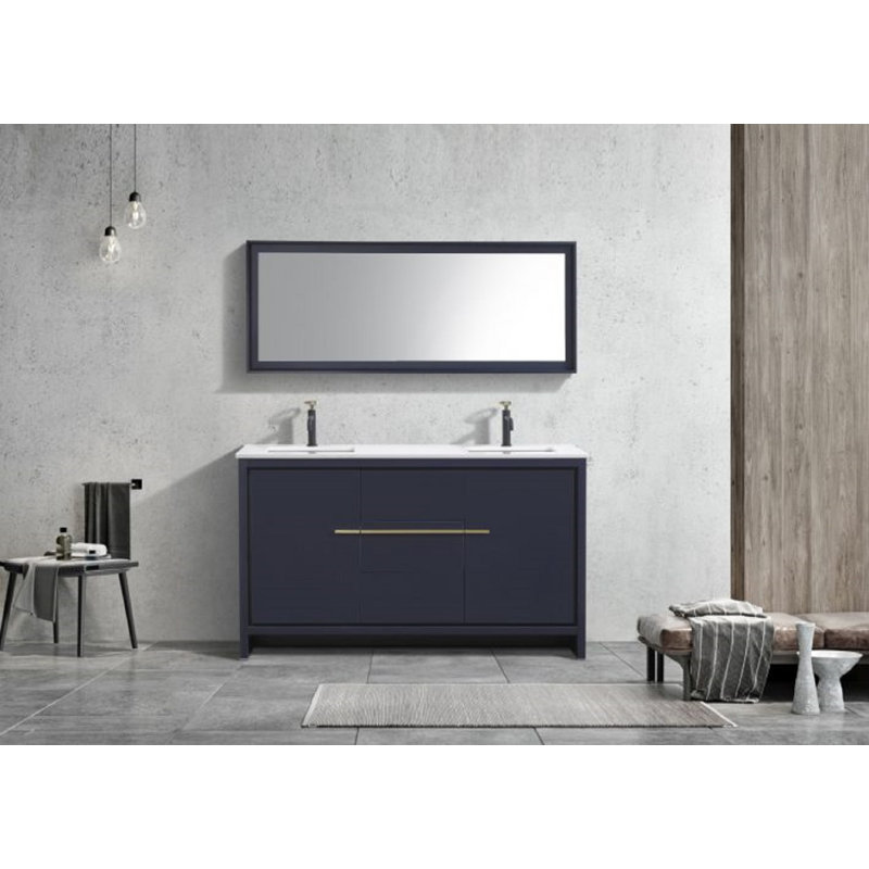 Ensemble de meuble-lavabo double 59 po Tulughan, Bleu