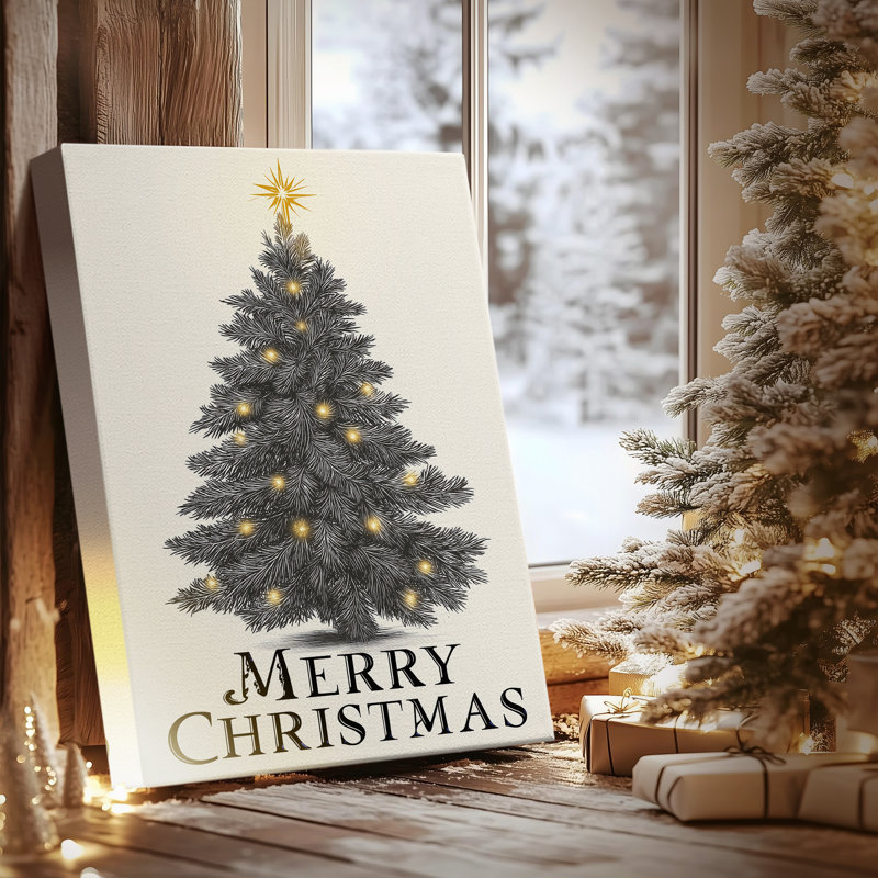 Enneigée «Carol of Evergreen» enneigée - Toile tendue avec châssis de qualité supérieure, H 27 po x l 18 po