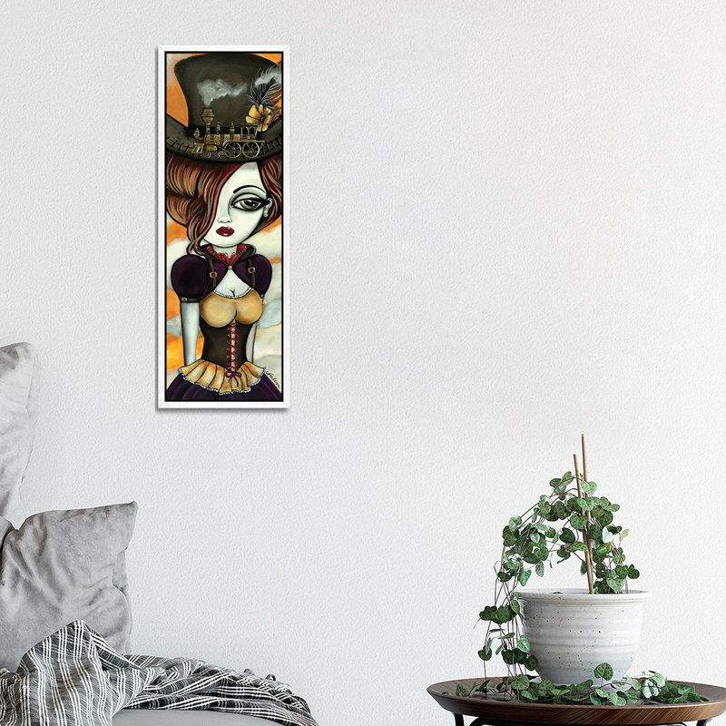 The Conductor by Lizzy Falcon - Panoramic Painting on Canvas, White Framed, 91.44cm H x 30.48cm W x 3.81cm D