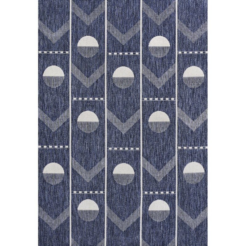 Matthew Modern Geometric Navy/Cream Indoor/Outdoor Rug, Rectangle 4' x 6'