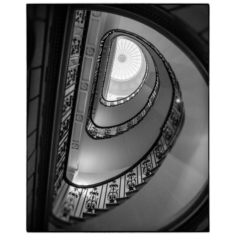Spiral Stairs - Picture Frame Photograph on Paper , 28" H x 23.5" W, Black Framed