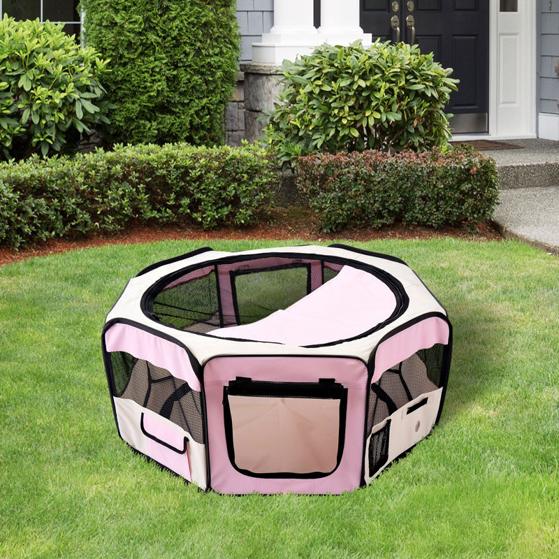 Fred 41cm H Panel Steel Pet Barrier With Door, Pink