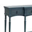 Console Traditional Traditional avec 3 tiroirs à fermeture en douceur et tablette inférieure, structure en bois massif, pieds romains tournés, poignées en cuivre rétro, bleu-648557928
