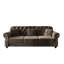 4 velours brun de style Mid-Century moderne, garniture cloutée, bouton, enroulé et cadre pour un confort à long terme