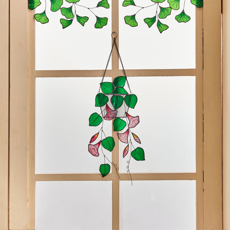 Panneau de fenêtre floral et plantes