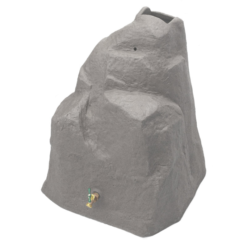 Good Ideas 42 Gallons Plastic Drainable Rain Barrel, Dark Granite