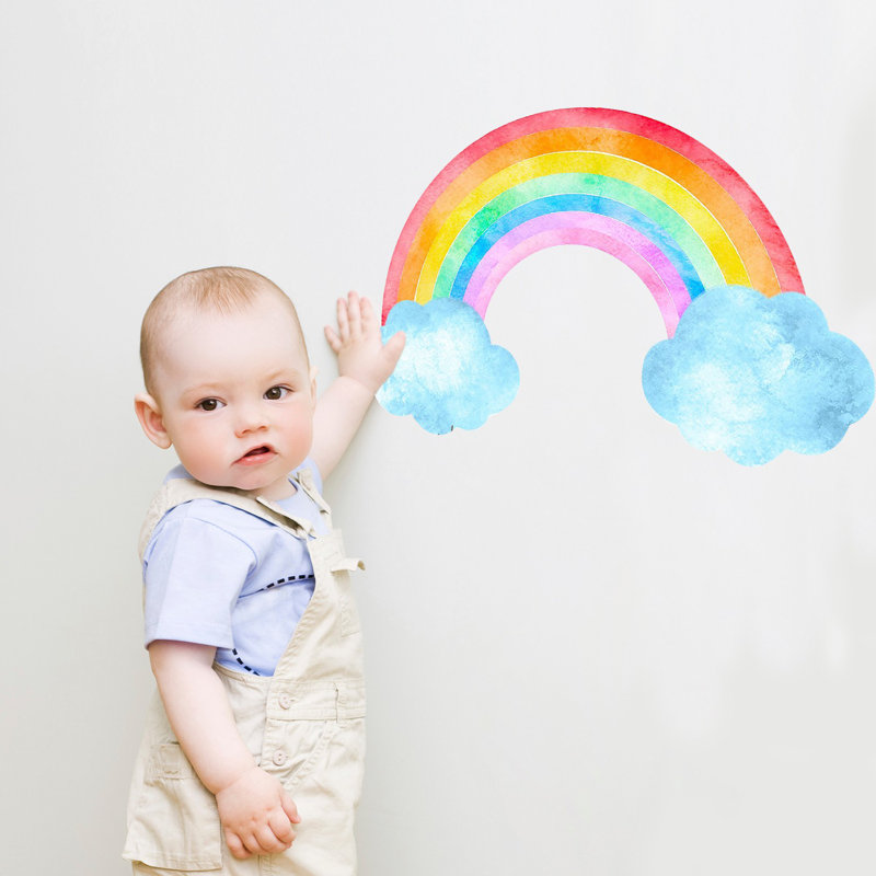 Adhésif décoratif nuages arc-en-ciel