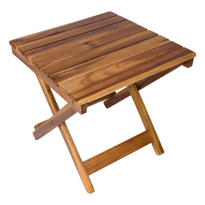Newport Assembled Square Acacia Wood Outdoor Folding Side Table by Lark Manor